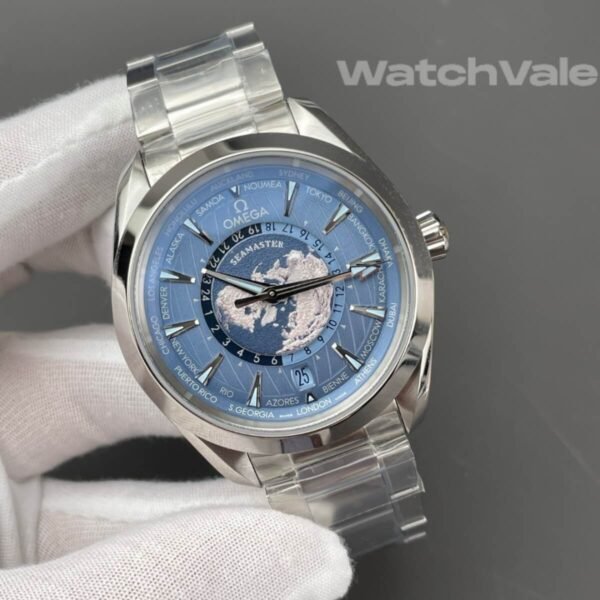 Omega Seamaster Aqua Terra 150M GMT stainless steel replica on wrist