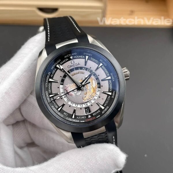Omega Seamaster Aqua Terra Worldtimer 220.92.43.22.99.001 bezel side view replica