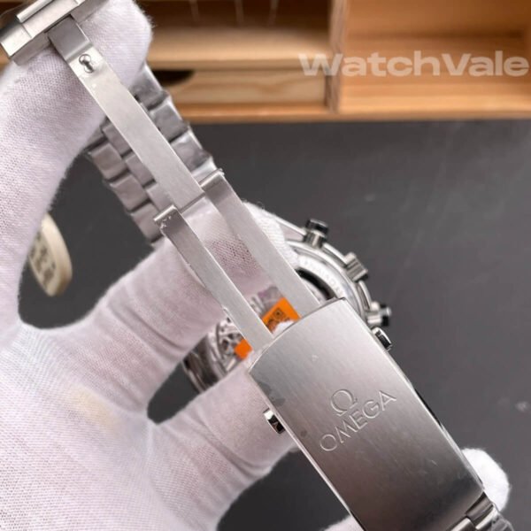 Omega Seamaster Planet Ocean black dial orange bezel close-up replica watch
