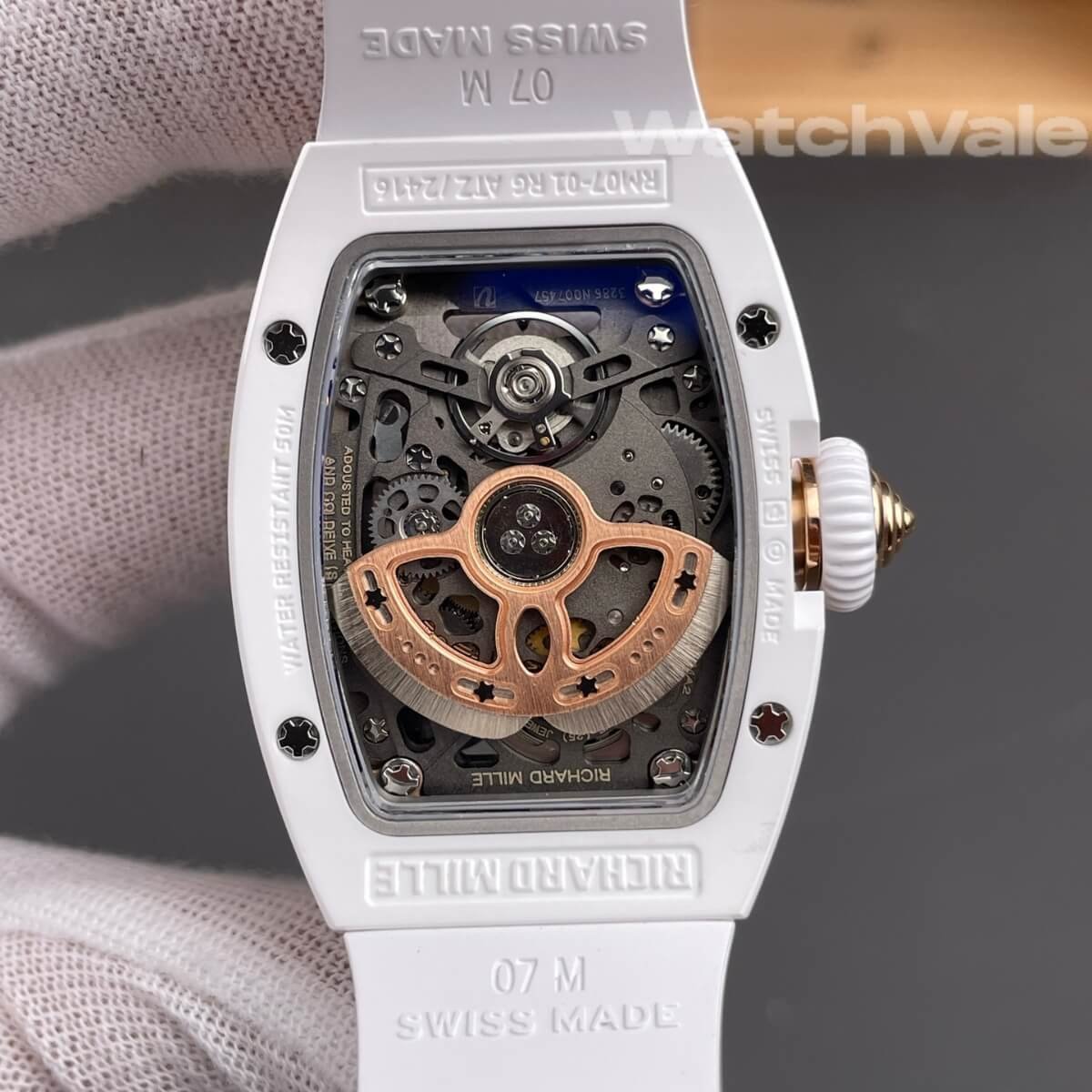 Richard Mille RM 07-01 White ATZ Ceramic case side view replica