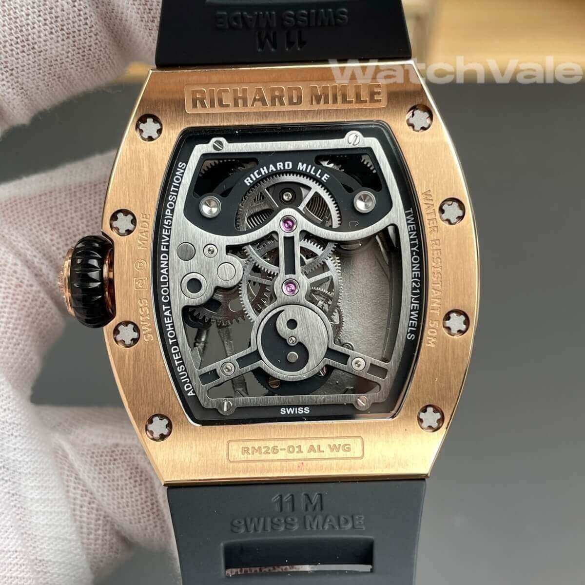 Richard Mille RM 26-01 Panda rose gold case side view replica
