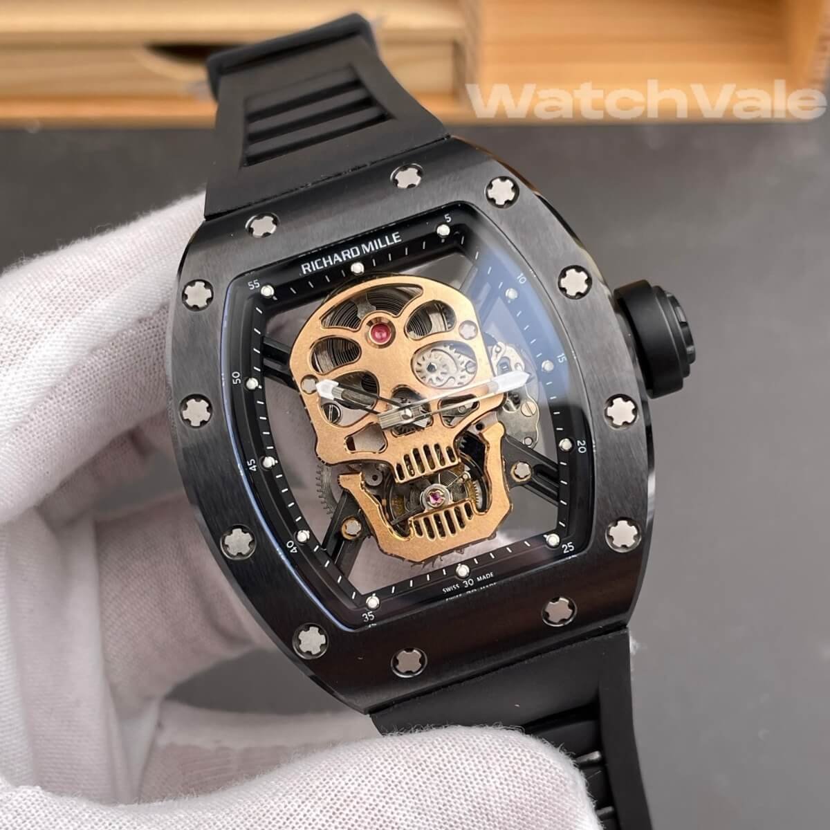 Skull motif rose gold dial Richard Mille RM 52-01 replica watch