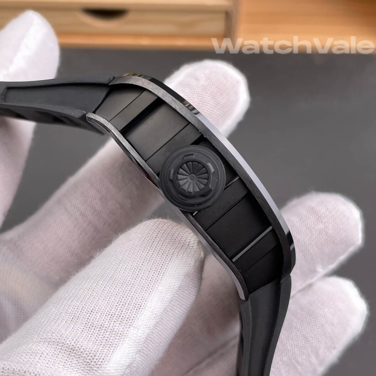Richard Mille RM 52-01 Skull black rubber strap detail replica