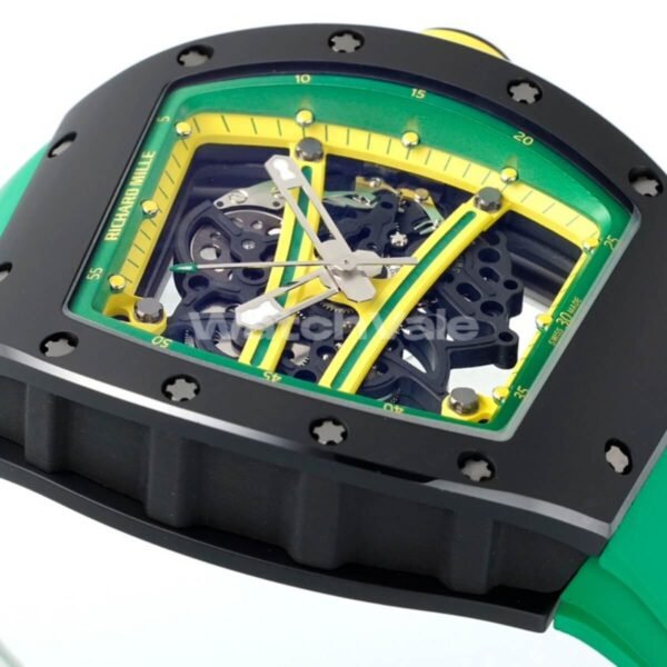 Skeletonized dial Richard Mille RM 67-02 green yellow replica watch