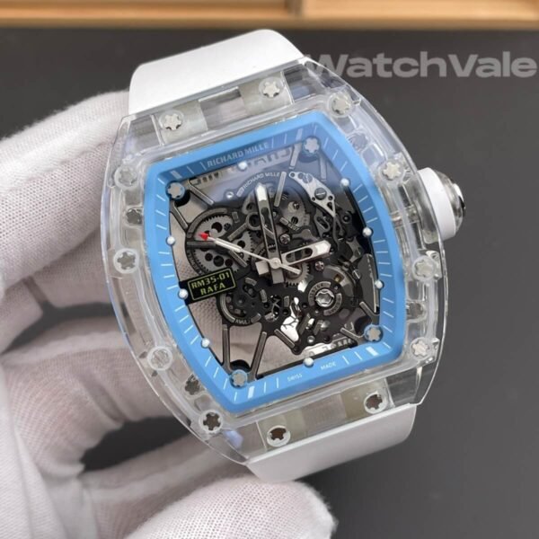 Richard Mille RM35-01 RAFA blue crystal replica on wrist