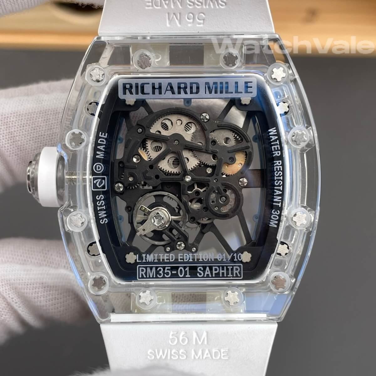 Richard Mille RM35-01 blue crystal case side view replica