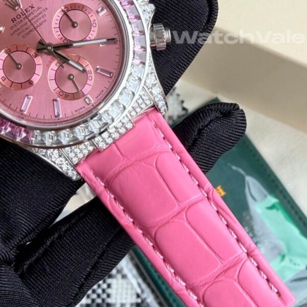 Rolex Daytona 116599 12SA-Style pink sapphire diamond bezel side view replica