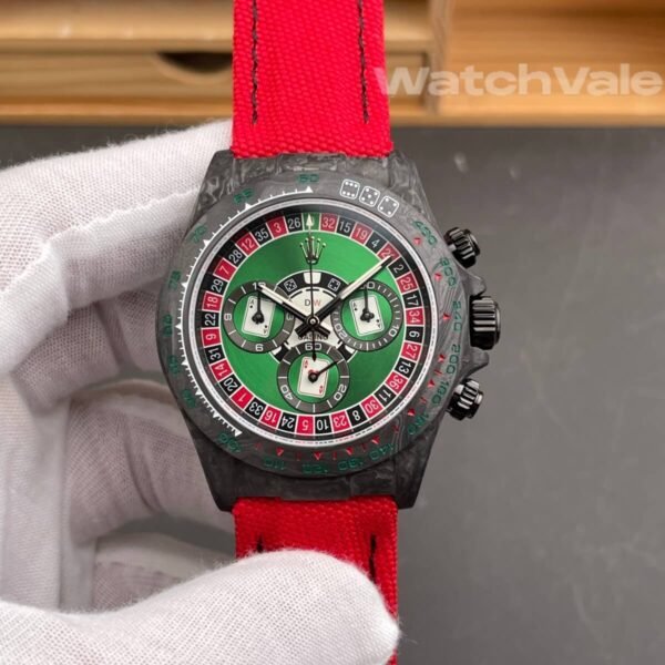 Rolex Daytona DiW Lucky Player roulette dial close-up replica watch