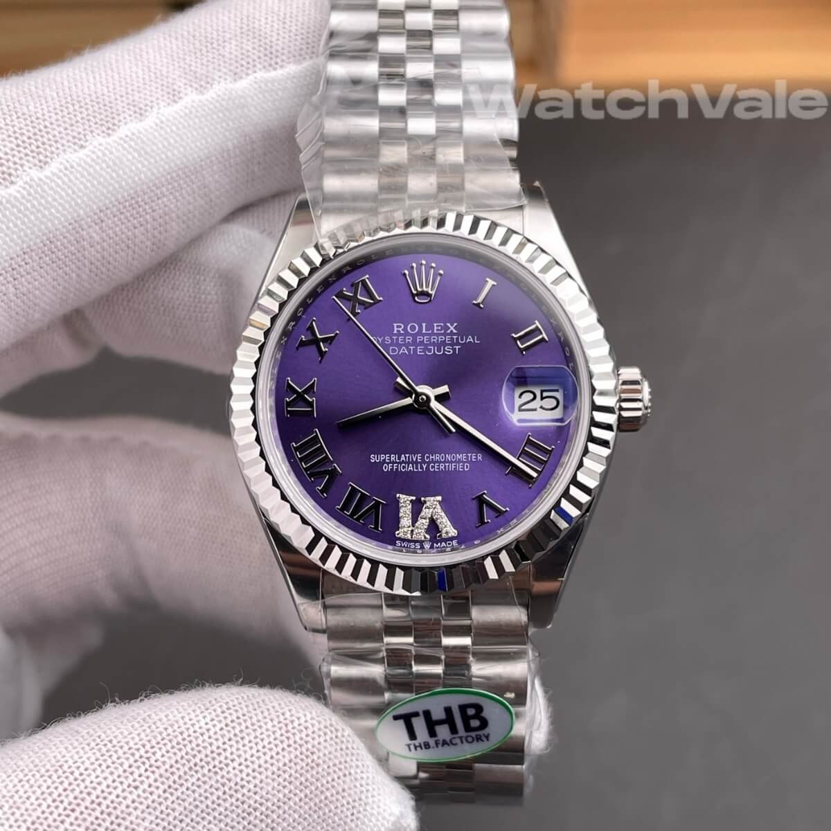 Rolex Datejust 36 126234-0063 aubergine diamond dial super clone replica