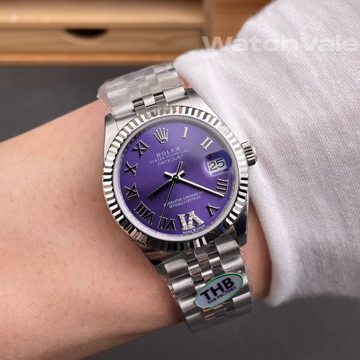 Rolex Datejust 36 126234-0063 full view aubergine diamond replica
