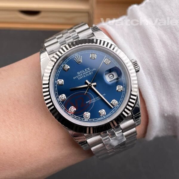 Rolex Datejust 41 blue diamond dial fluted bezel Jubilee replica watch