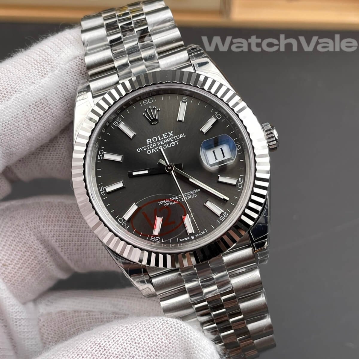 Rolex Datejust 41 slate dial fluted bezel Jubilee bracelet super clone