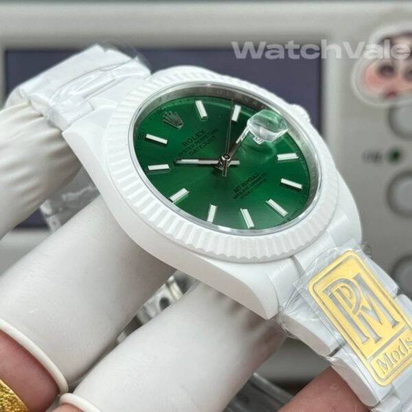 Green dial white ceramic Rolex Datejust replica watch