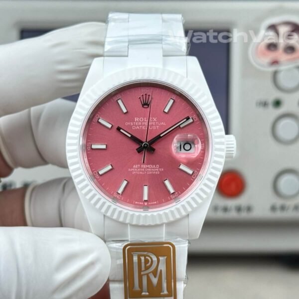 Rolex Datejust AET REMOULD pink dial close-up replica watch