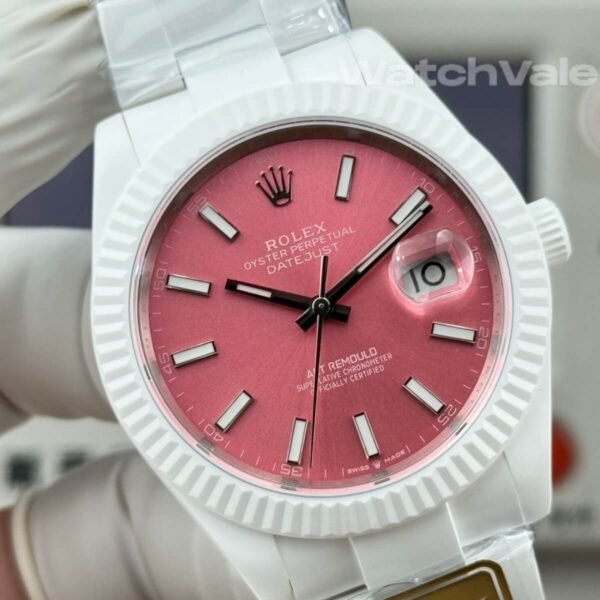 Rolex Datejust 126334-Style white ceramic replica watch back view