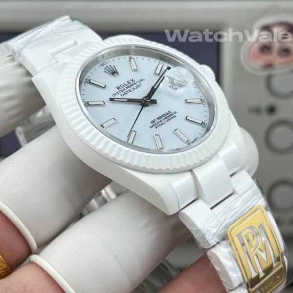 Ice blue dial white ceramic Rolex Datejust replica watch