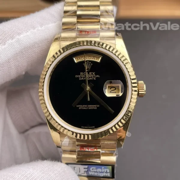 Rolex Day-Date 18238 yellow gold onyx dial super clone replica