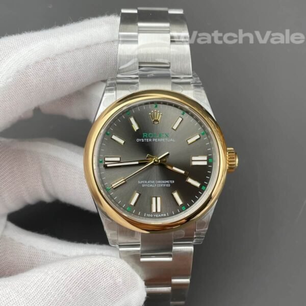 Rolex Oyster Perpetual 100 Years slate dial close-up replica watch