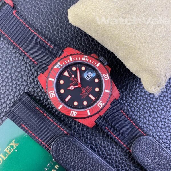 Rolex Submariner red black dial hour markers replica watch