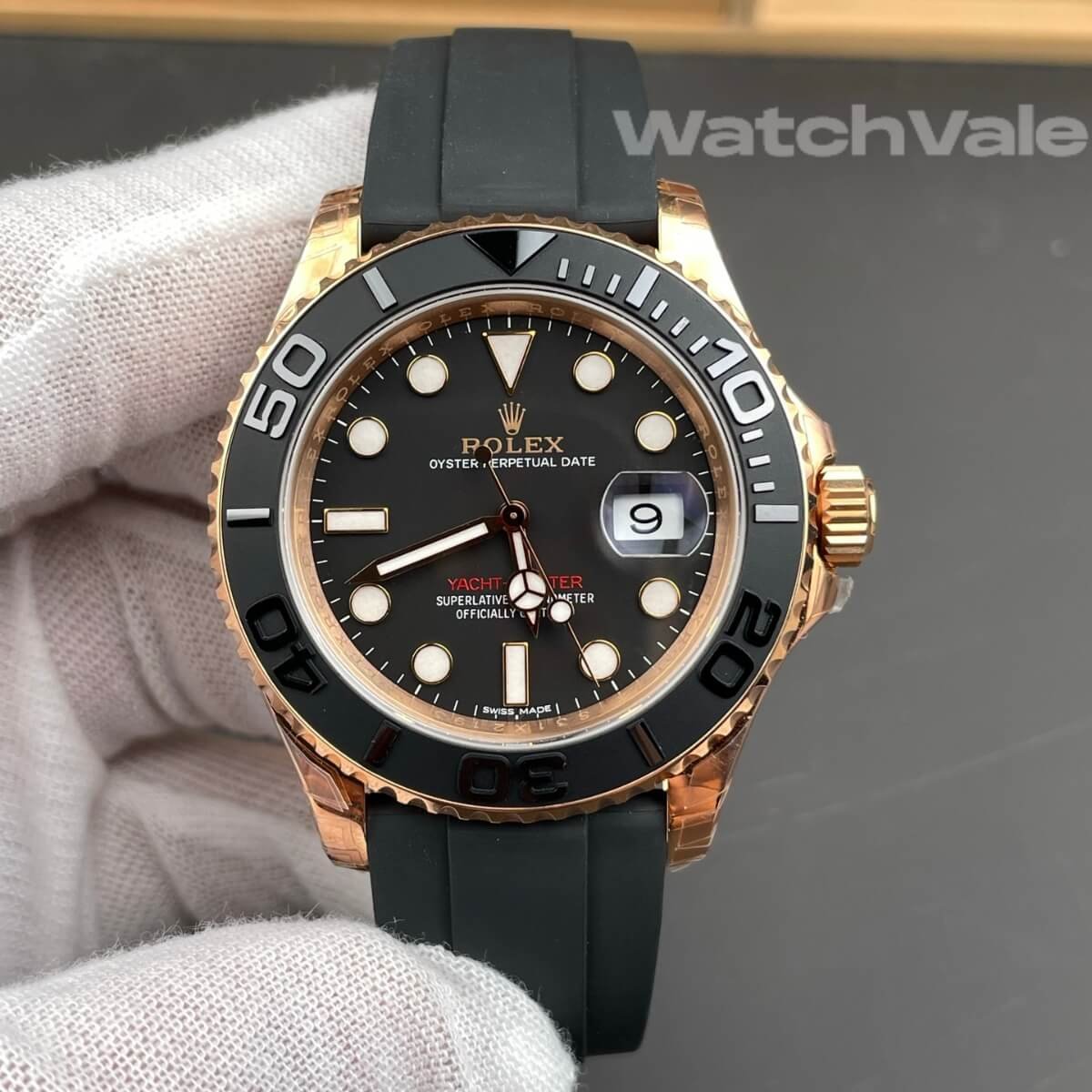 Rolex Yacht-Master 126655 Everose Gold black ceramic bezel replica watch