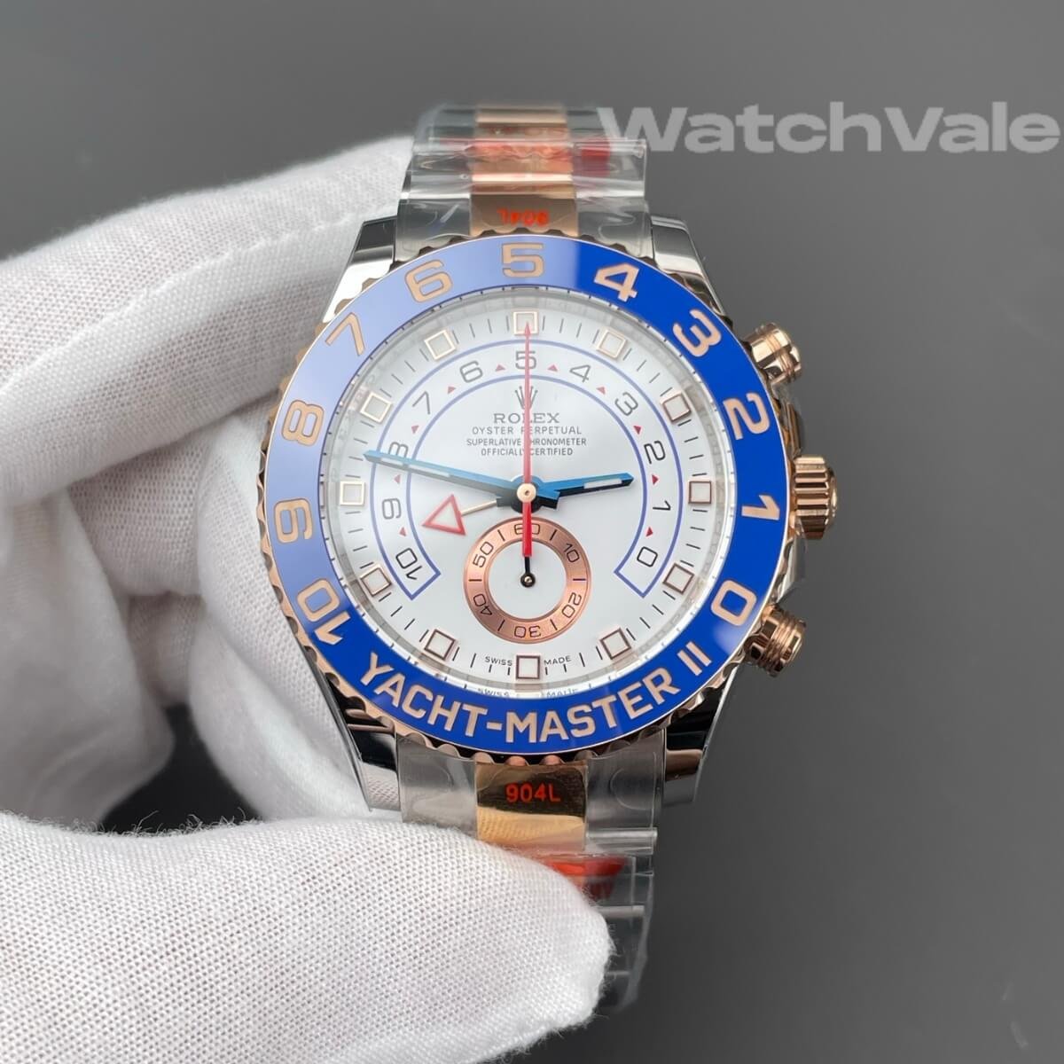 Rolex Yacht-Master II 116681 Everose Rolesor replica on wrist
