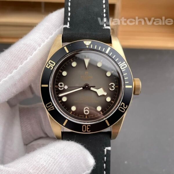 Tudor Black Bay Bronze 43mm nubuck leather strap replica on wrist