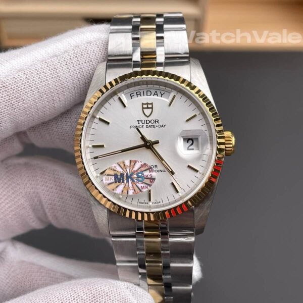 Tudor Prince Date+Day 76213 silver dial yellow gold super clone replica