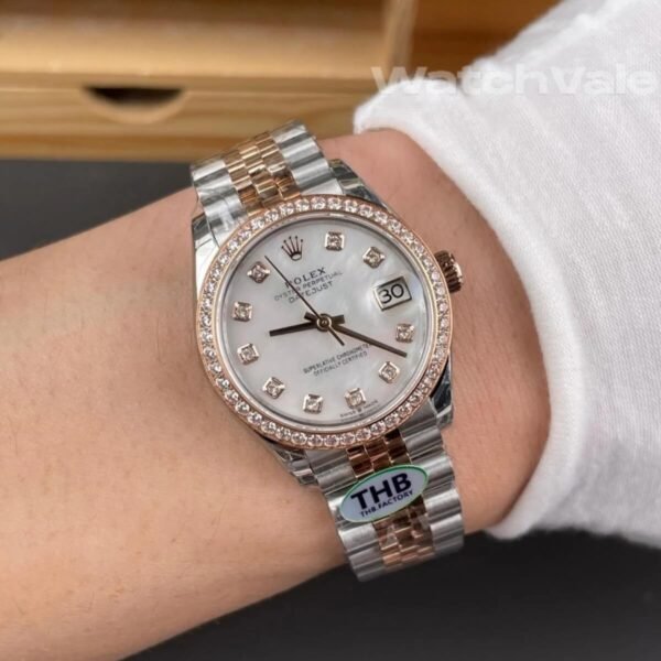 Rolex Datejust 31 full view mother-of-pearl diamond Everose replica