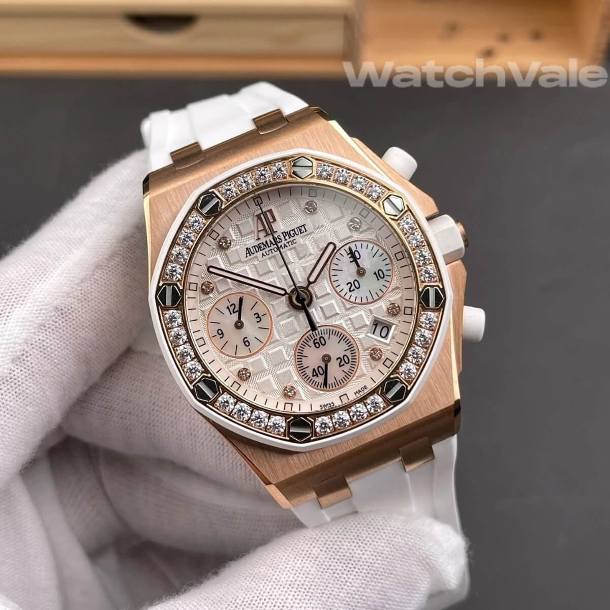 Audemars Piguet Royal Oak Offshore 26231OR silver dial diamond bezel best replica