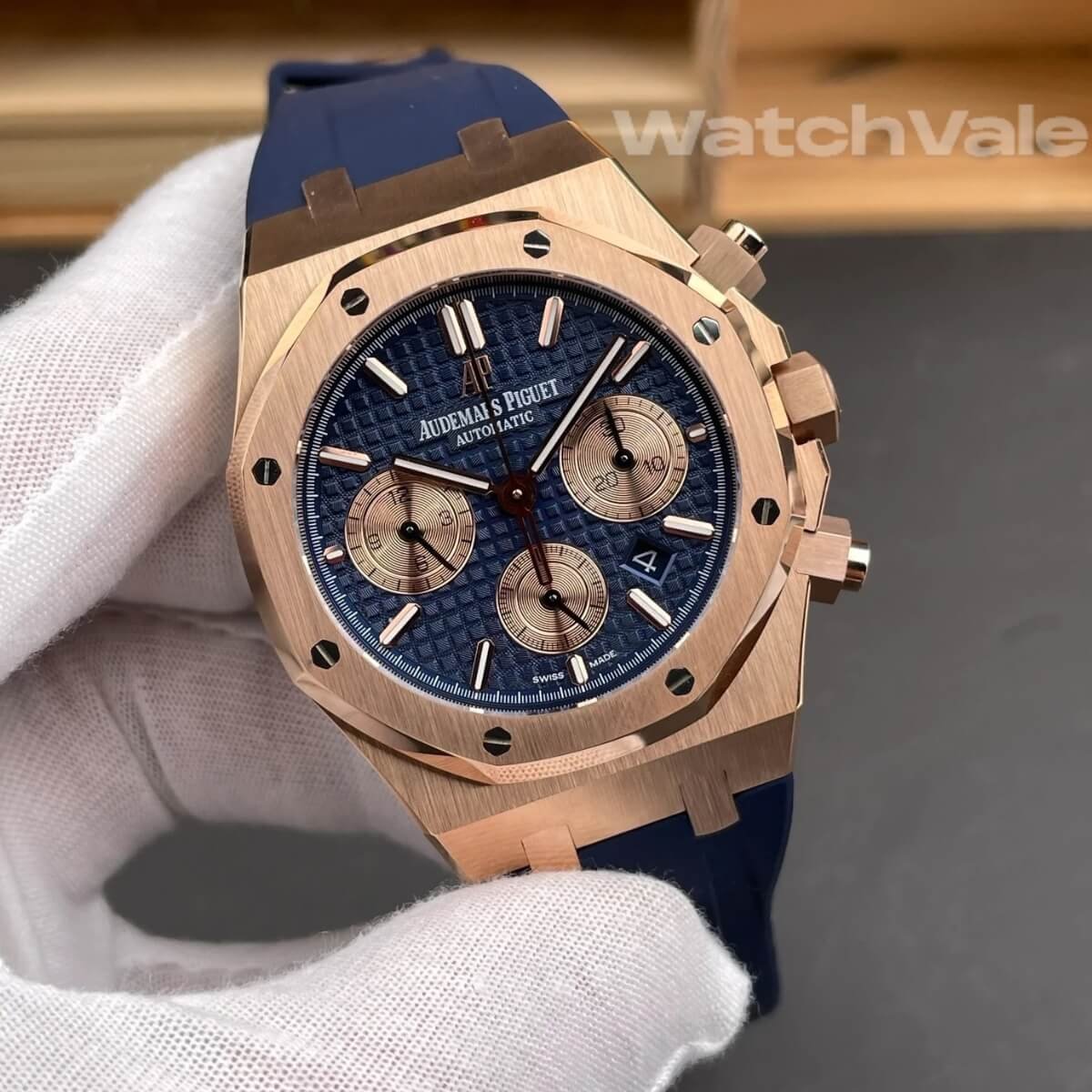 Audemars Piguet Royal Oak Chronograph 26331OR blue dial rose gold best replica