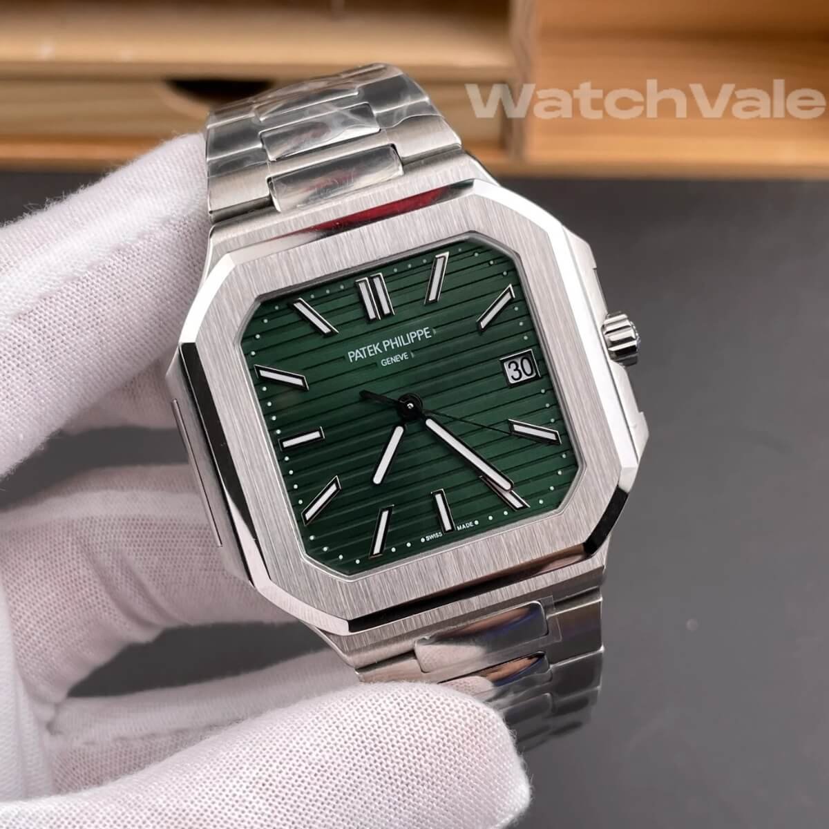 Patek Philippe Cubitus 5821/1A-001 olive green sunburst dial stainless steel bracelet 1:1 super clone