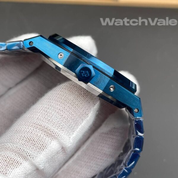 Audemars Piguet Royal Oak Perpetual Calendar blue Grande Tapisserie dial close-up replica watch