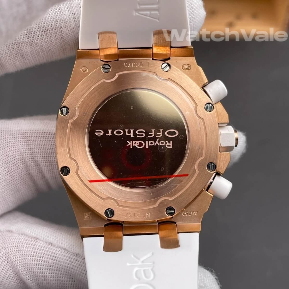 Audemars Piguet Royal Oak Offshore 37mm white rubber strap replica on wrist