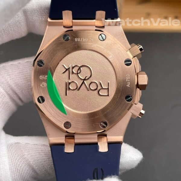 Audemars Piguet Royal Oak Chronograph 41mm blue rubber strap replica on wrist