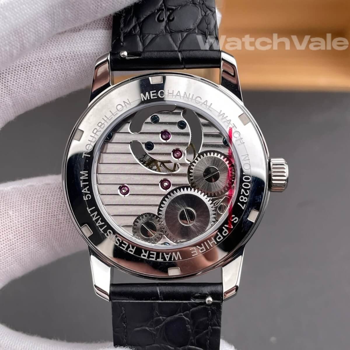 Patek Philippe Calatrava-Style Tourbillon 42mm black alligator strap super clone on wrist