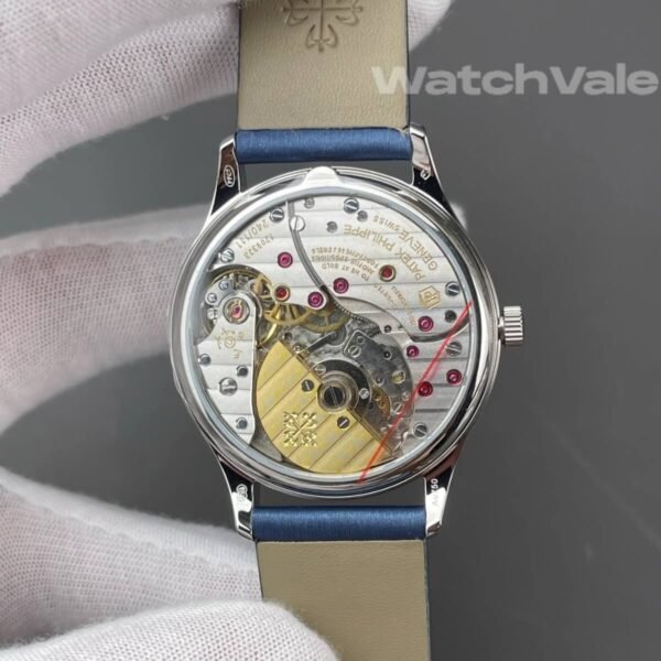 Patek Philippe Calatrava 35mm blue satin strap super clone on wrist