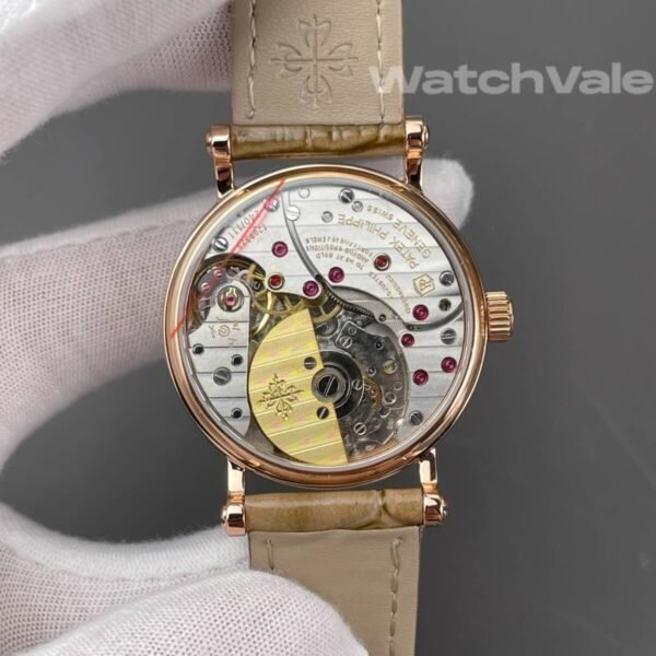 Patek Philippe Calatrava 34.6mm beige alligator strap super clone on wrist