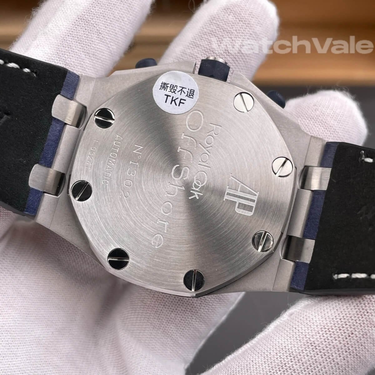 Audemars Piguet Royal Oak Offshore Navy 42mm blue leather strap replica on wrist
