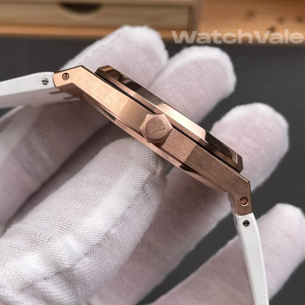 Silver Grande Tapisserie dial rose gold case Audemars Piguet Royal Oak replica watch