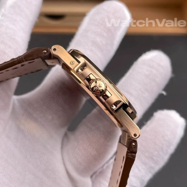 Brown embossed dial baguette diamond bezel rose gold Patek Philippe Nautilus super clone watch
