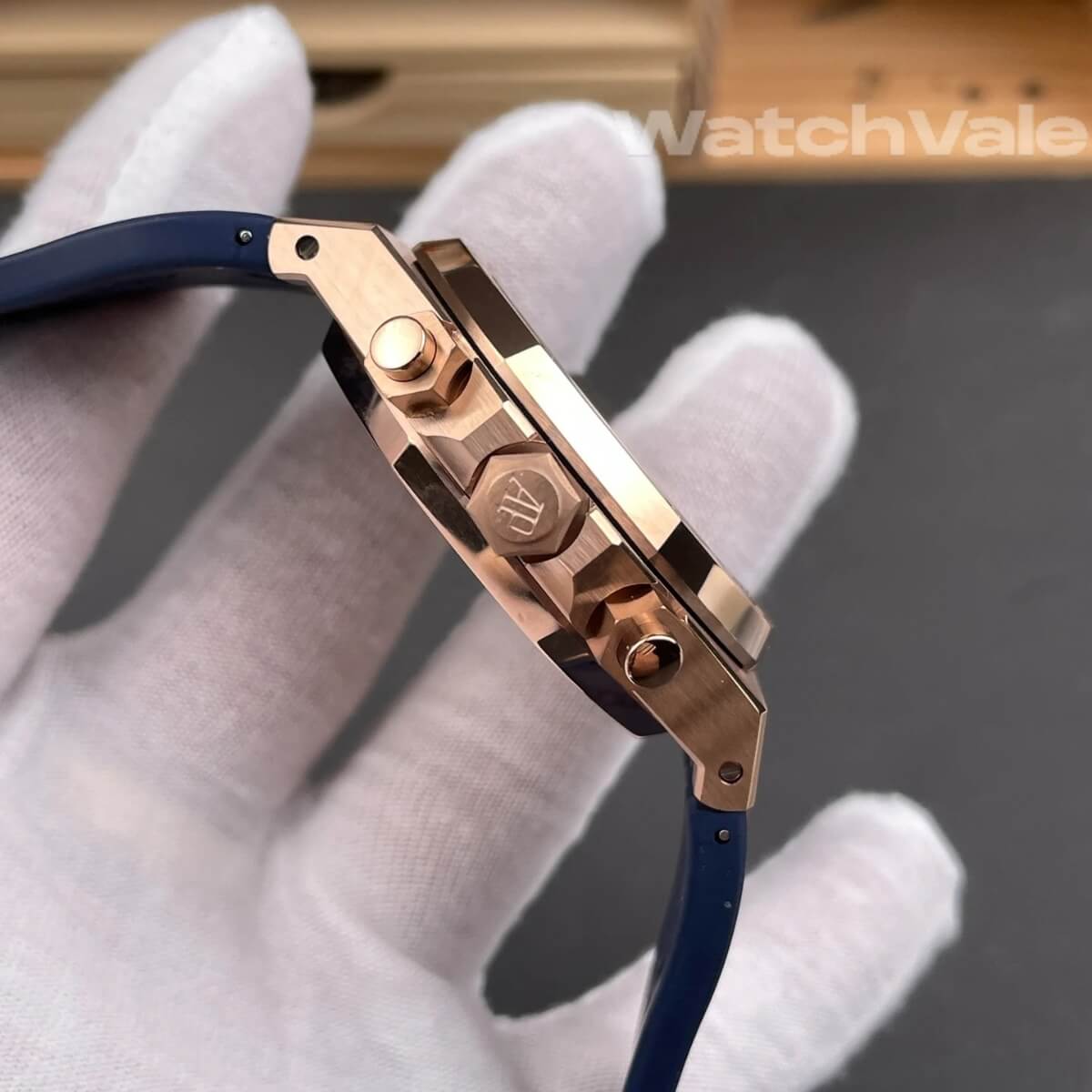 Blue Grande Tapisserie dial rose gold case Audemars Piguet Royal Oak Chronograph replica watch