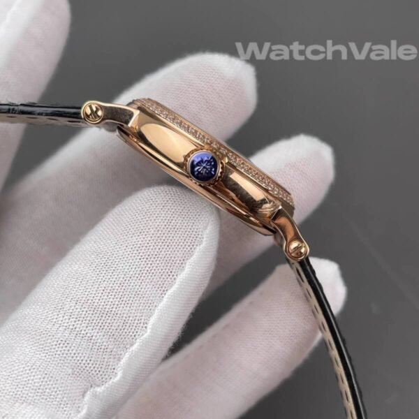 Silvery grained dial diamond set rose gold case Patek Philippe Calatrava super clone watch