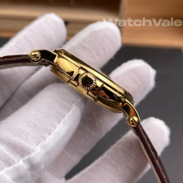 Silvery opaline guilloché dial yellow gold case Patek Philippe Calatrava super clone watch