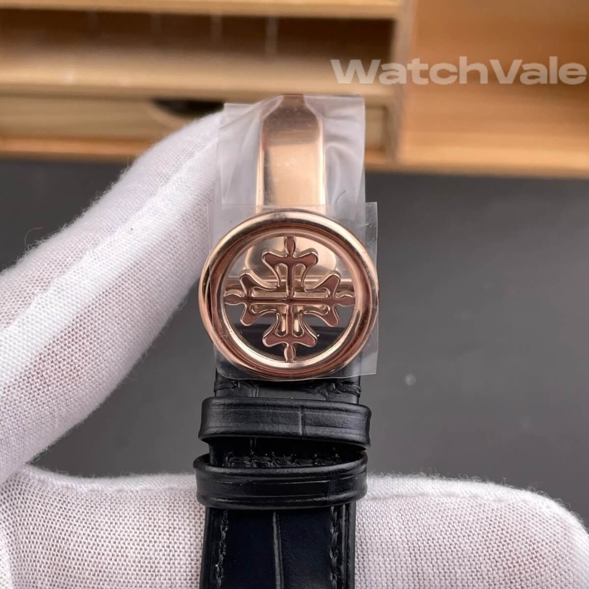 Patek Philippe Grand Complications Celestial black alligator strap detail super clone