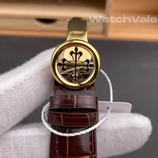 Patek Philippe Calatrava brown alligator strap detail super clone
