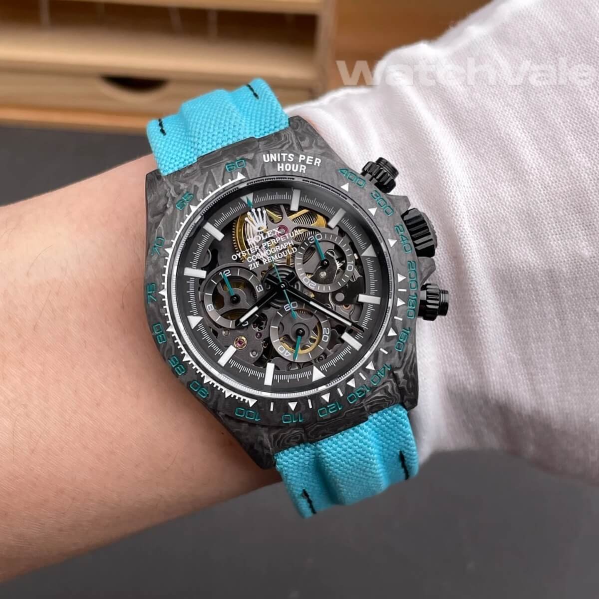 Rolex Cosmograph Daytona ZIF REMOULD turquoise fabric strap detail super clone
