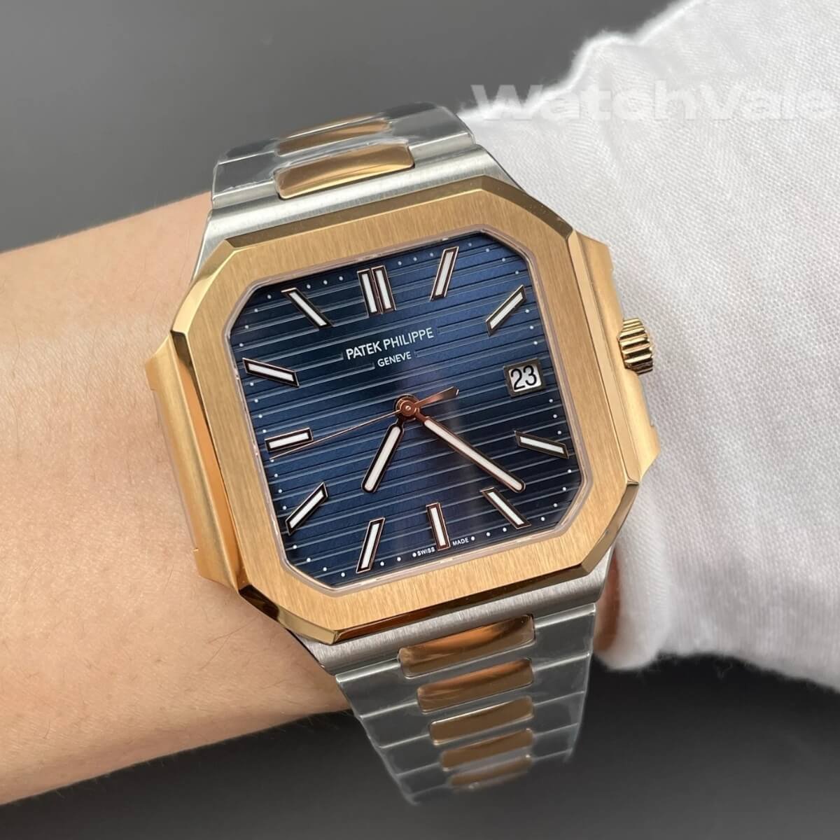 Patek Philippe Cubitus 5821/1AR-001 blue sunburst super clone watch back view