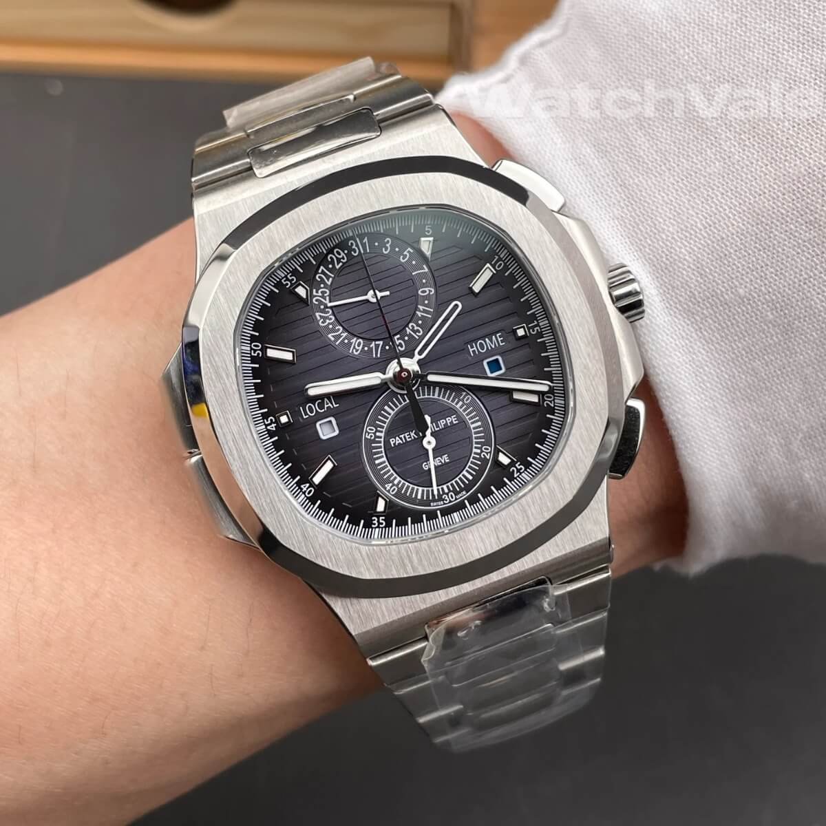Patek Philippe Nautilus Travel Time Chronograph 5990/1A-001 super clone watch back view