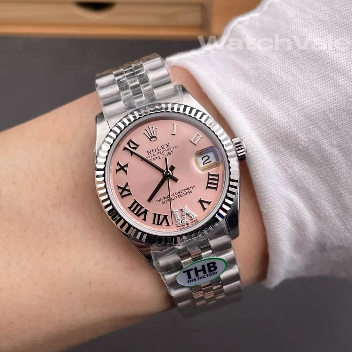 Rolex Datejust 36 126234 pink diamond dial super clone watch back view