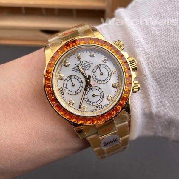 Rolex Cosmograph Daytona 116598SACO orange sapphire bezel super clone watch back view